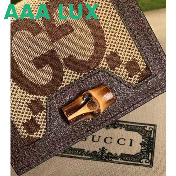 Replica Gucci Unisex Diana Jumbo GG Card Case Camel Ebony Canvas Brown Leather 8