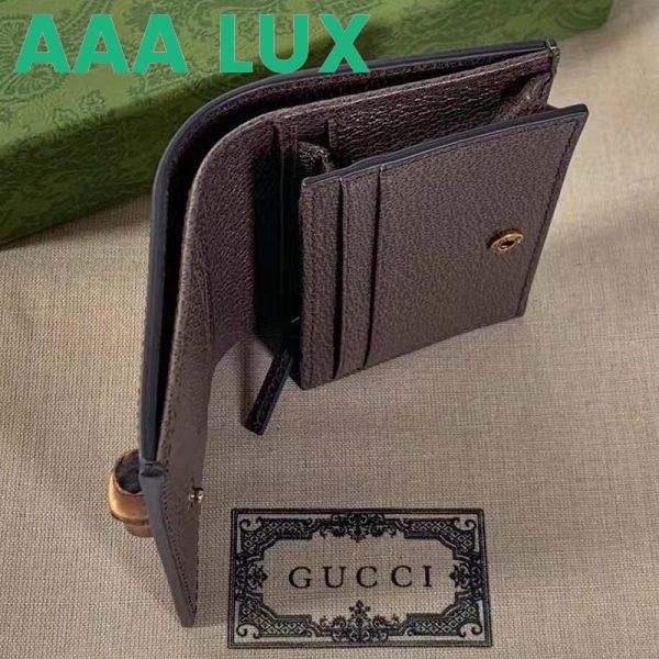 Replica Gucci Unisex Diana Jumbo GG Card Case Camel Ebony Canvas Brown Leather 9
