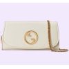 Replica Gucci Women GG Blondie Continental Chain Wallet White Leather Round Interlocking G