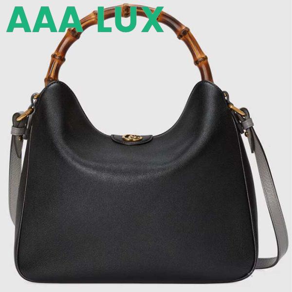 Replica Gucci Unisex Diana Medium Shoulder Bag Black Leather Double G