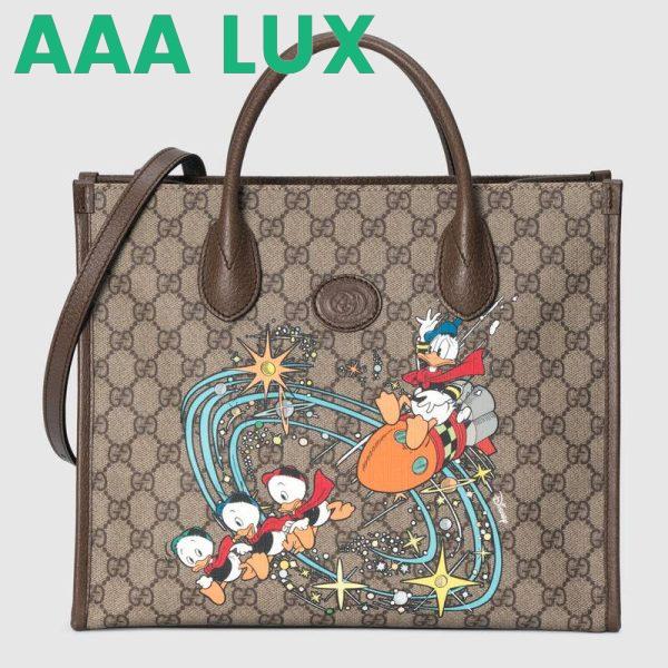 Replica Gucci Unisex Disney x Gucci Donald Duck Tote Bag Beige GG Supreme Canvas