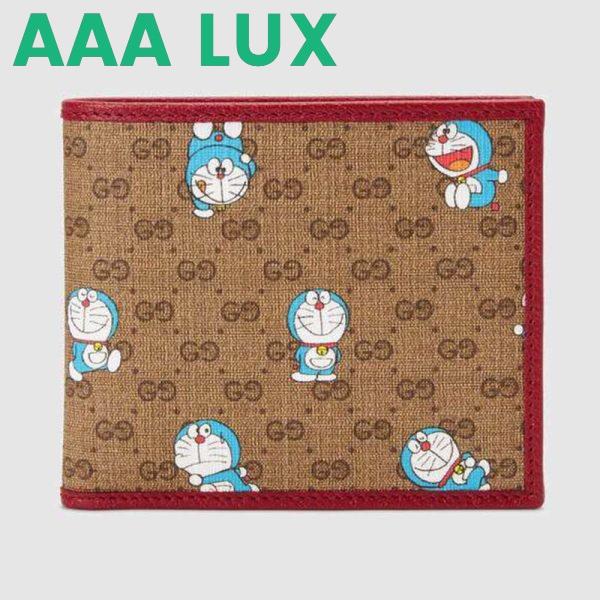 Replica Gucci Unisex Doraemon x Gucci Bi-Fold Wallet Beige/Ebony Mini GG Supreme Canvas
