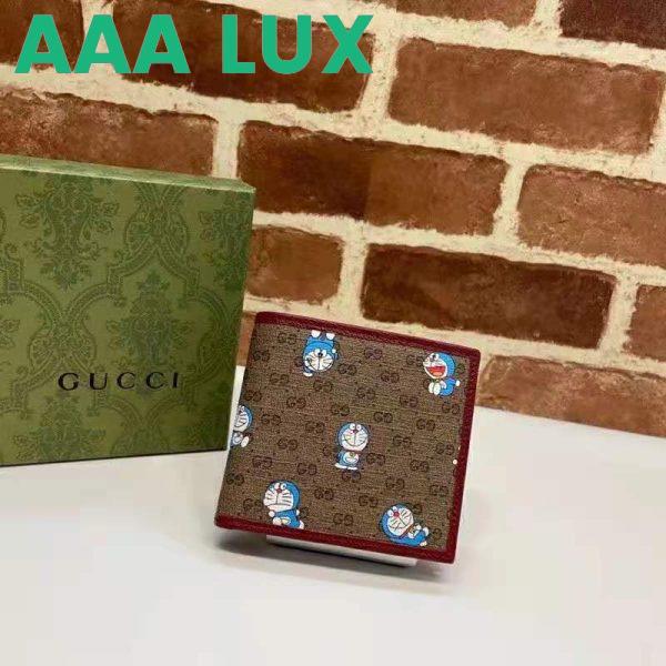 Replica Gucci Unisex Doraemon x Gucci Bi-Fold Wallet Beige/Ebony Mini GG Supreme Canvas 3