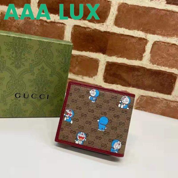 Replica Gucci Unisex Doraemon x Gucci Bi-Fold Wallet Beige/Ebony Mini GG Supreme Canvas 4