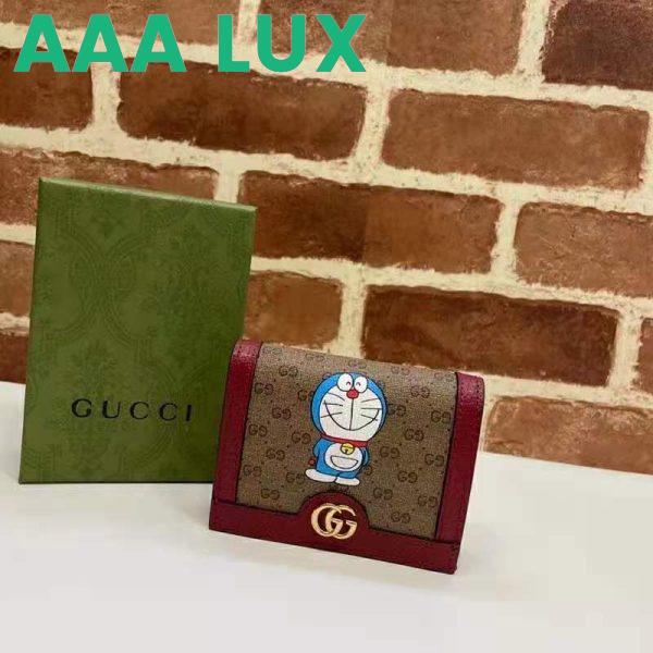Replica Gucci Unisex Doraemon x Gucci Card Case Beige/Ebony Mini GG Supreme Canvas 3