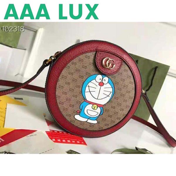 Replica Gucci Unisex Doraemon x Gucci Shoulder Bag Beige/Ebony Mini GG Supreme Canvas 3