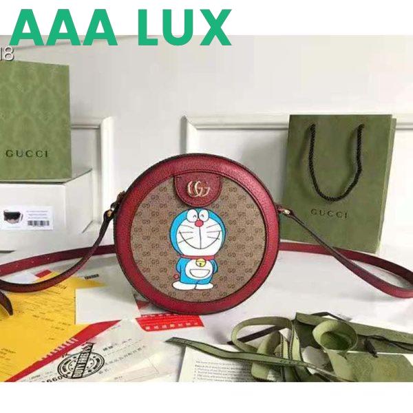 Replica Gucci Unisex Doraemon x Gucci Shoulder Bag Beige/Ebony Mini GG Supreme Canvas 4