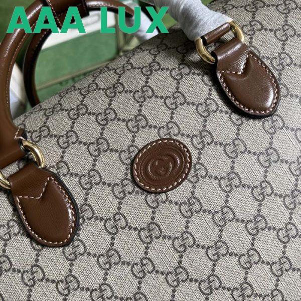 Replica Gucci Unisex Duffle Bag Interlocking G Beige Ebony GG Supreme Canvas Leather 9
