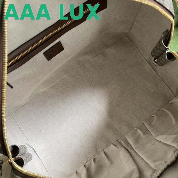 Replica Gucci Unisex Duffle Bag Interlocking G Beige Ebony GG Supreme Canvas Leather 10