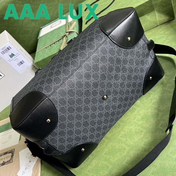 Replica Gucci Unisex Duffle Bag Interlocking G Black GG Supreme Canvas Leather 7