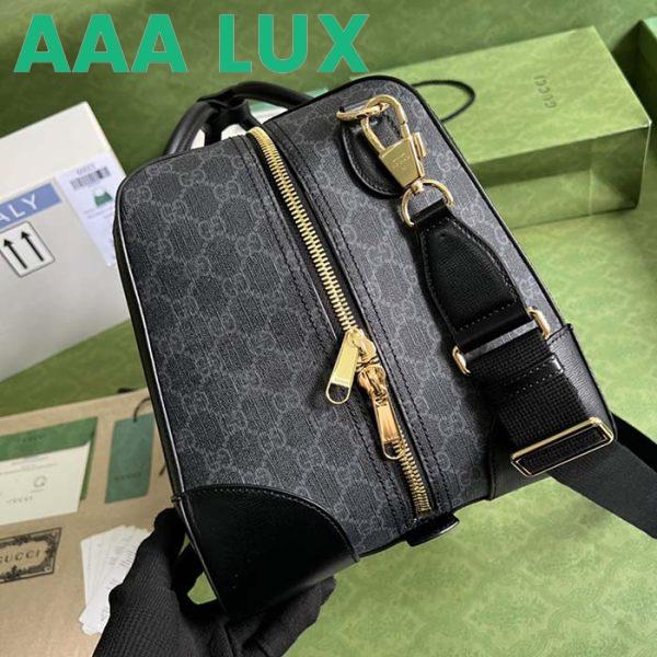 Replica Gucci Unisex Duffle Bag Interlocking G Black GG Supreme Canvas Leather 8