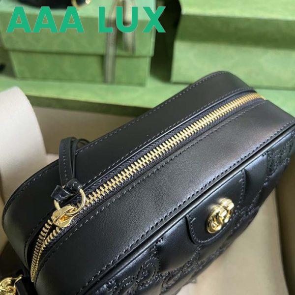Replica Gucci Unisex Duffle Bag Interlocking G Black GG Supreme Canvas Leather 9
