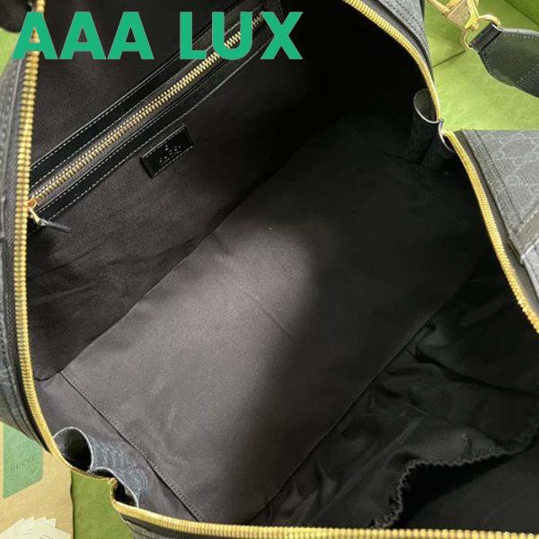 Replica Gucci Unisex Duffle Bag Interlocking G Black GG Supreme Canvas Leather 11