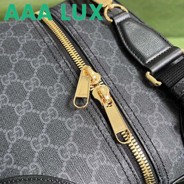 Replica Gucci Unisex Duffle Bag Interlocking G Black GG Supreme Canvas Leather 12