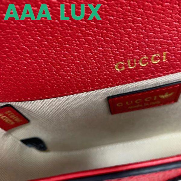 Replica Gucci Unisex GG Adidas x Gucci Horsebit 1955 Mini Bag Red Leather Trefoil Print 11