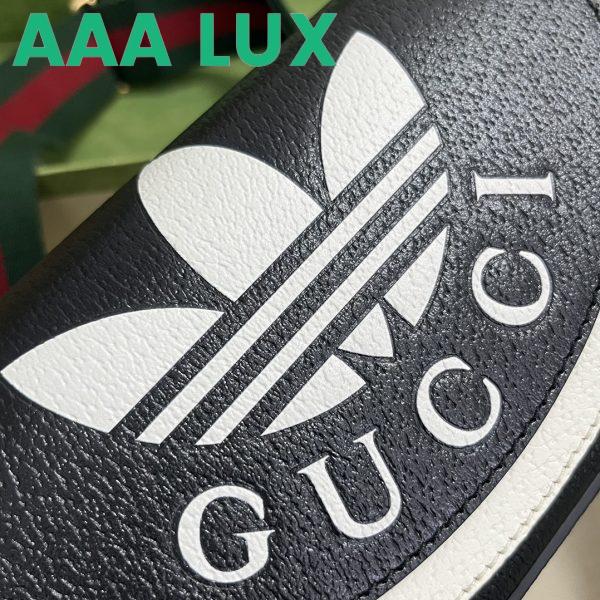 Replica Gucci Unisex GG Adidas x Gucci Mini Bag Black Leather Off White Trefoil Print 7
