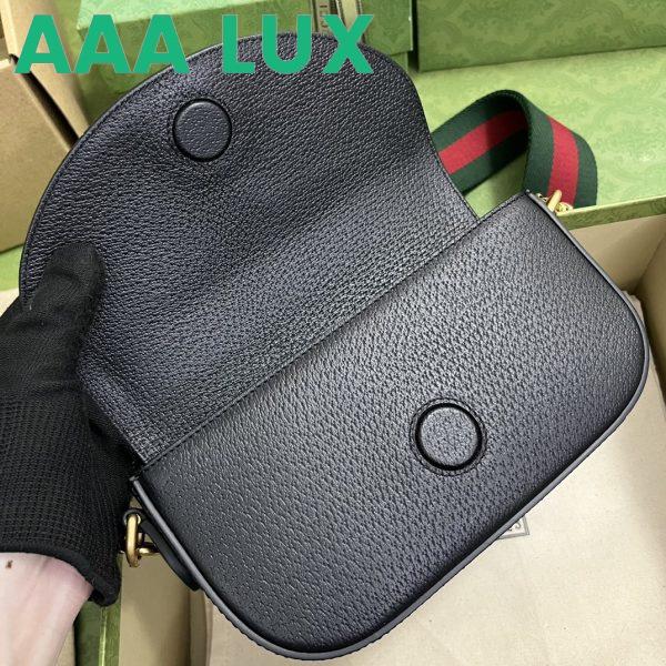 Replica Gucci Unisex GG Adidas x Gucci Mini Bag Black Leather Off White Trefoil Print 8
