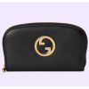 Replica Gucci Unisex GG Blondie Zip Around Wallet Black Leather Round Interlocking G