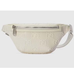 Replica Gucci Unisex GG Embossed Belt Bag White Tonal Leather
