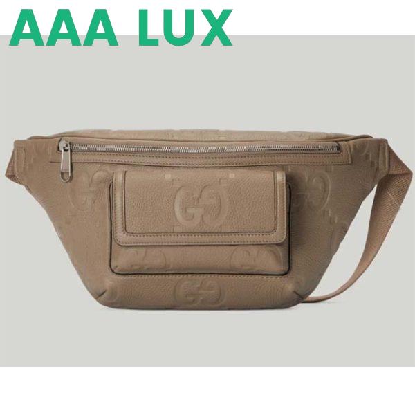 Replica Gucci Unisex GG Jumbo GG Belt Bag Taupe Leather Zip Closure 2