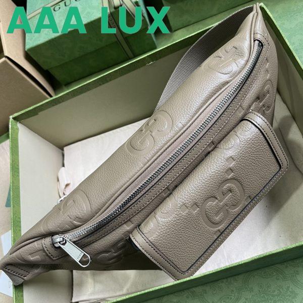 Replica Gucci Unisex GG Jumbo GG Belt Bag Taupe Leather Zip Closure 4