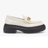 Replica Fendi Women FF Fendigraphy White Leather Loafers 5 Cm Heel