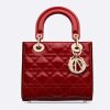 Replica Dior Women Small Lady Dior Bag Cherry Red Patent Cannage Calfskin