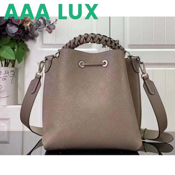 Replica Louis Vuitton LV Women Muria Bucket Bag Gray Mahina Perforated Calfskin Leather 4