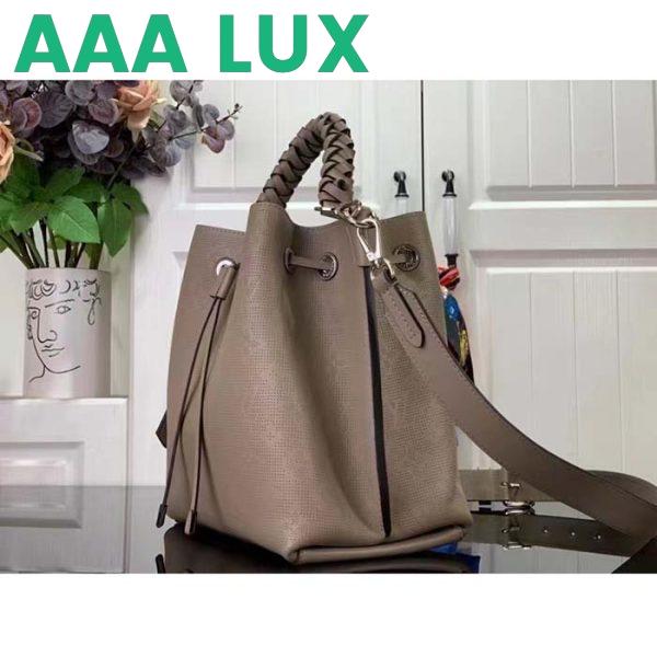 Replica Louis Vuitton LV Women Muria Bucket Bag Gray Mahina Perforated Calfskin Leather 5