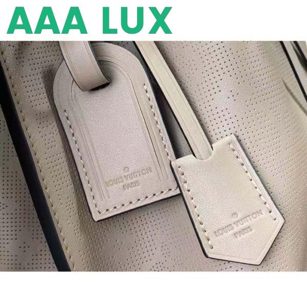 Replica Louis Vuitton LV Women Muria Bucket Bag Gray Mahina Perforated Calfskin Leather 9