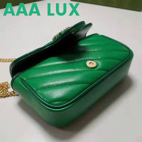 Replica Gucci Unisex GG Marmont Super Mini Bag Green Diagonal Matelassé Leather 7