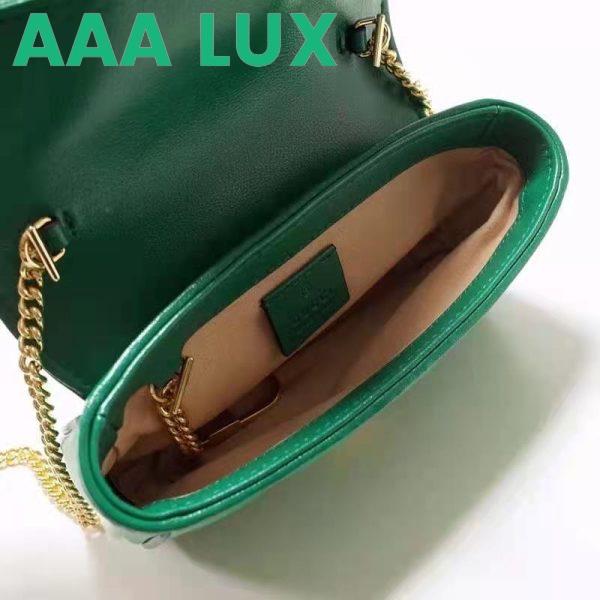 Replica Gucci Unisex GG Marmont Super Mini Bag Green Diagonal Matelassé Leather 9