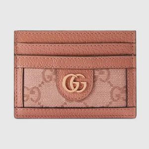 Replica Gucci Unisex GG Ophidia Card Case Pink GG Canvas Double G Four Card Slots