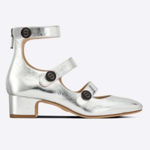 Replica Dior Women Shoes D-Doll Pump Silver-Tone Shiny Laminated Calfskin 2