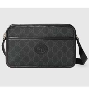 Replica Gucci Unisex GG Shoulder Bag Black GG Supreme Canvas Leather 2