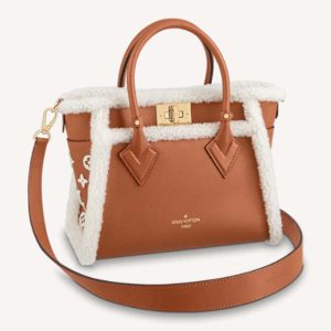 Replica Louis Vuitton LV Women On My Side PM Handbag Caramel Shearling Grained Calf