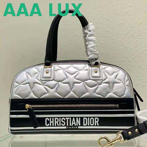 Replica Dior Women Medium Dior Vibe Zip Bowling Bag Black and Silver Padded Dior Etoile Calfskin 4