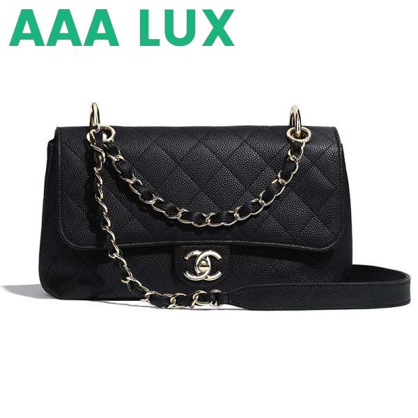 Replica Chanel Women Flap Bag Grained Calfskin & Gold-Tone Metal-Black