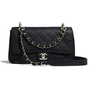 Replica Chanel Women Flap Bag Grained Calfskin & Gold-Tone Metal-Black 2