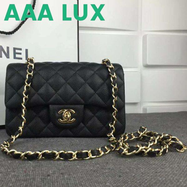 Replica Chanel Women Flap Bag Grained Calfskin & Gold-Tone Metal-Black 3