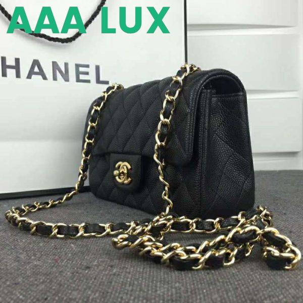 Replica Chanel Women Flap Bag Grained Calfskin & Gold-Tone Metal-Black 4