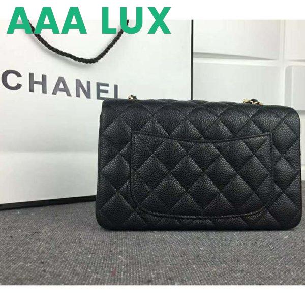 Replica Chanel Women Flap Bag Grained Calfskin & Gold-Tone Metal-Black 5