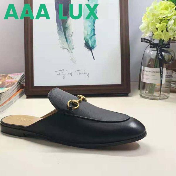 Replica Gucci Men Leather Horsebit Slipper in 1.3 cm Heel Height-Black 10