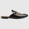 Replica Gucci Men Princetown Leather Slipper with Lamb Wool-Black 12