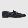 Replica Gucci Men’s Gucci Jordaan GG Velvet Loafer 1.3 cm Heel-Navy