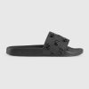 Replica Gucci Men’s Rubber GG Slide Sandal-Black