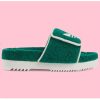 Replica Gucci Unisex Adidas x Gucci GG Platform Sandal Green GG Cotton Sponge