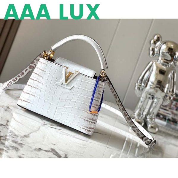 Replica Louis Vuitton LV Women Capucines Mini Handbag Beige Brown Brilliant Crocodilien Leather 3
