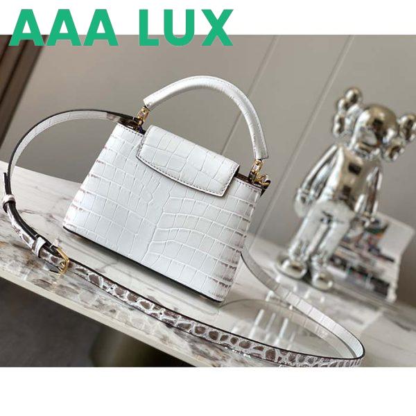 Replica Louis Vuitton LV Women Capucines Mini Handbag Beige Brown Brilliant Crocodilien Leather 4
