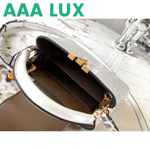 Replica Louis Vuitton LV Women Capucines Mini Handbag Beige Brown Brilliant Crocodilien Leather 6